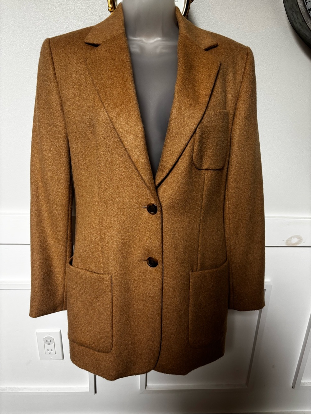 Vtg Talbots Pure Camel Hair Blazer Womens Size 4 Made In Italy Tan Lined